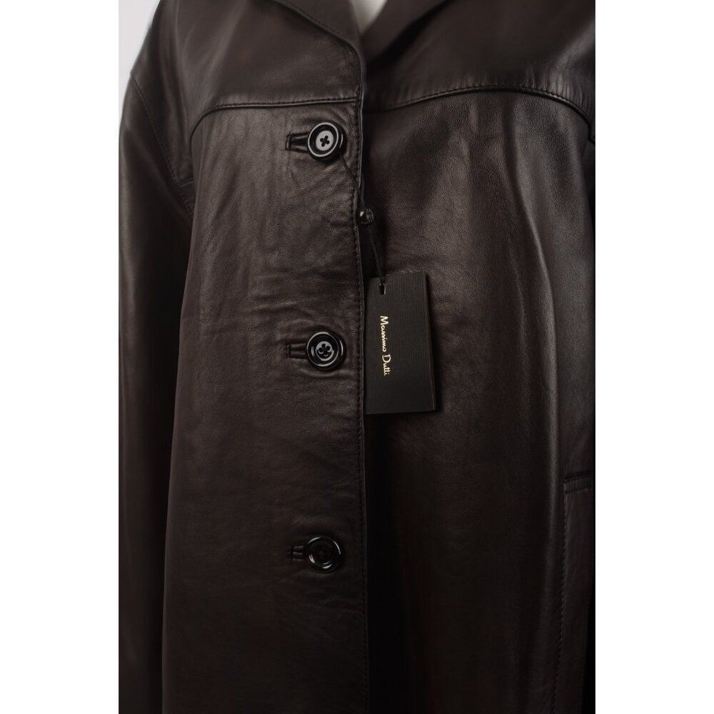 Massimo Dutti Womans Leather Coat Jacket Size M Black 4706/816 Nwt $350 — image 5 of 8